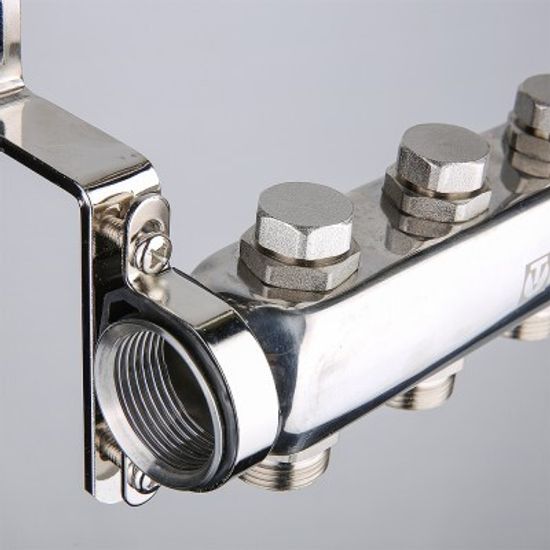 Коллекторный блок Valtec 1"х3/4" 4 выхода (нерж. сталь) VTc.588.EMNX.0604