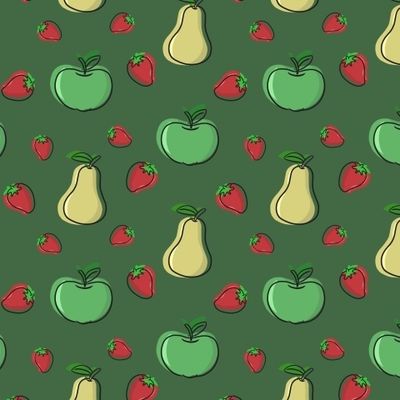 Яркие фрукты на зеленом фоне
