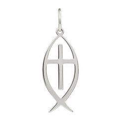 Подвеска Ихтис с крестом - кулон из серебра