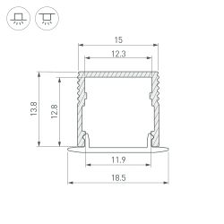 Профиль SL-MINI-15-3000 BLACK (Arlight, Алюминий) 061611