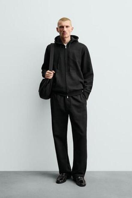 ZARA ТОЛСТОВКА НА МОЛНИИ С КАПЮШОНОМ HEAVYWEIGHT ORIGINS, ЧЕРНЫЙ