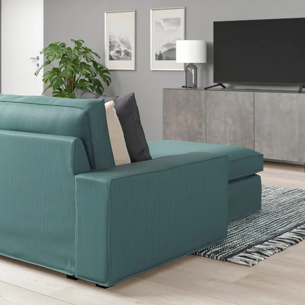 3-местный диван и шезлонг - IKEA KIVIK, 83x95/163x318см, синий, КИВИК ИКЕАЕА