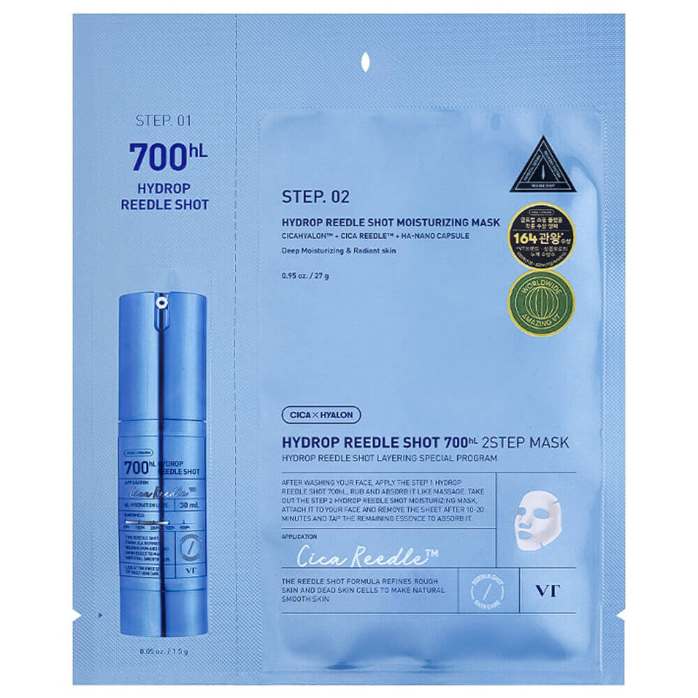 Маска тканевая увлажняющая с микроиглами VT Cosmetics Hydrop Reedle Shot 700hl 2step Mask