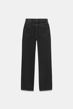 ZARA ДЖИНСЫ TRF MOM FIT С ВЫСОКОЙ ПОСАДКОЙ, ЧЕРНЫЙ