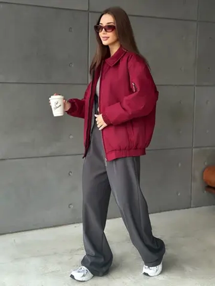 Куртка бомбер оверсайз утепленный осенний