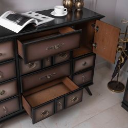 Комод Пандора - 2 с 4 ящиками и 2 полками Орех Оберджин Шоколад