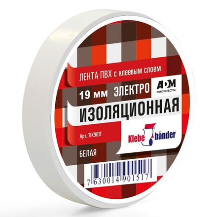 Изолента ПВХ 19х20 белая Klebebander TIK901T