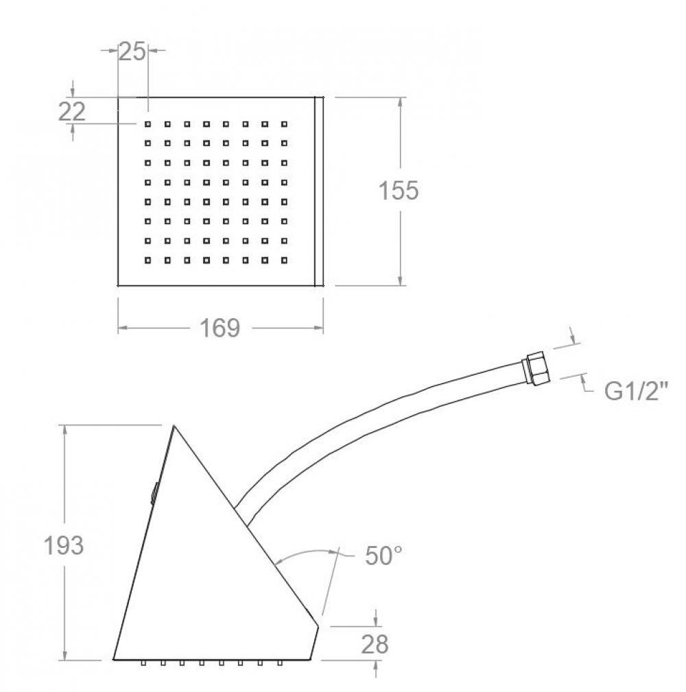 Излив душевой настенный тропический HYDROTHERAPY RIK02CUC медный