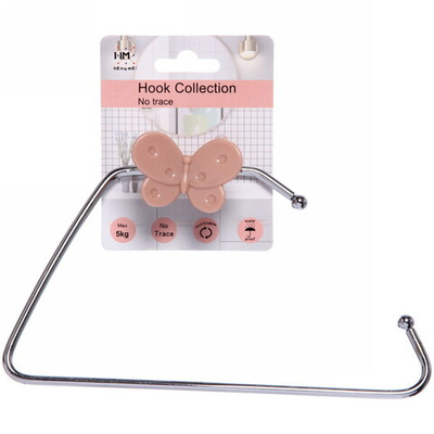 Держатель для полотенца с липким слоем Бабочка розовый MH8042