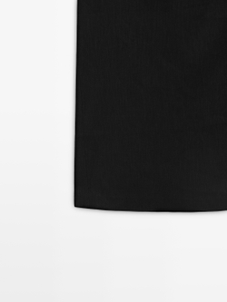 Massimo Dutti Прямая юбка-миди из льняной смеси, черный