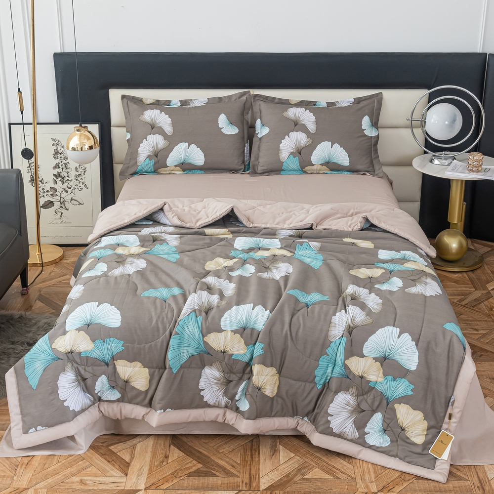 Комплект постельного белья Сатин с Одеялом 100% хлопок на резинке OBR146