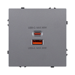 Розетка USB A+C 65W, серый Kollinger Eclipse EC-024GY