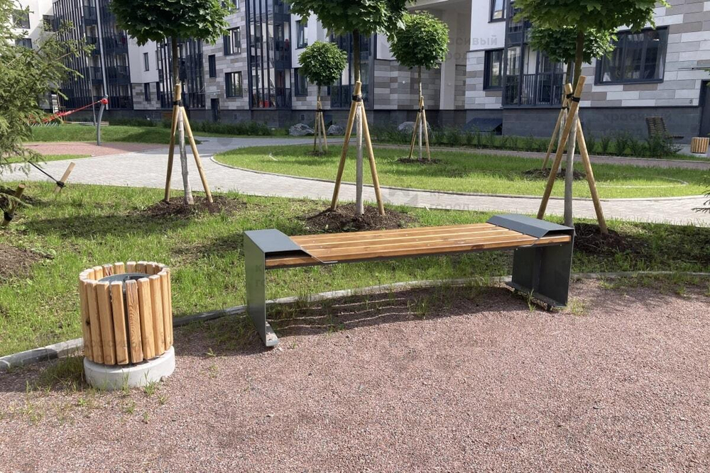 Скамья парковая на металлическом основании без спинки тип-1