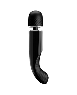 Черный мощный жезловый вибратор с изогнутой ручкой Charming Massager - 24 см.
