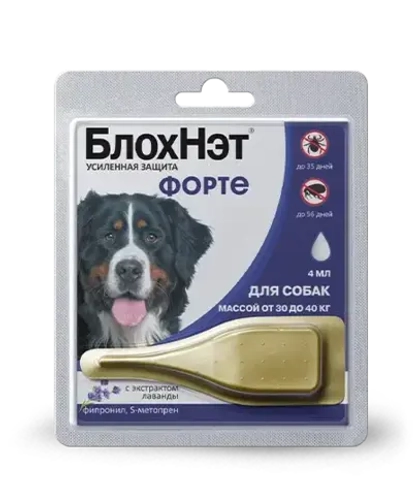 БЛОХНЭТ ФОРТЕ Капли от блох и клещей для собак массой 30-40 кг