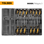 TOLSEN (TT85415-157) Набор инструментов 157 предметов, "BOXER", для тележки, 12 ложементов