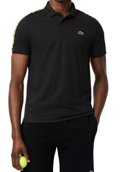 Мужское теннисное поло Lacoste Ultra Dry Branded Stripe Tennis Shirt - black