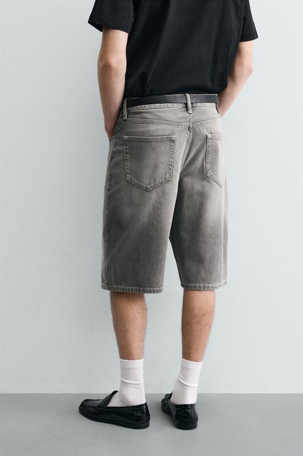 ZARA ДЖИНСОВЫЕ ШОРТЫ LOOSE FIT, СЕРЫЙ