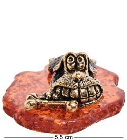 Народные промыслы AM-3175 Фигурка «Собака Жадина» (латунь, янтарь)