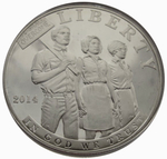 1 доллар 2014 год. Билль о гражданских правах 1964 года. США. Серебро. PROOF