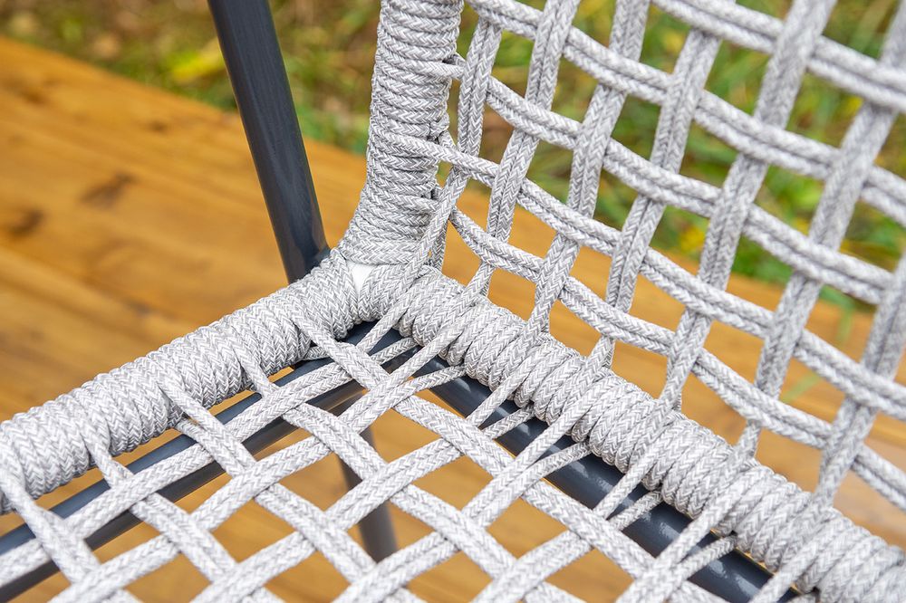 "Тунис" стул плетеный из роупа, каркас алюминий темно-серый (RAL7024), роуп светло-серый