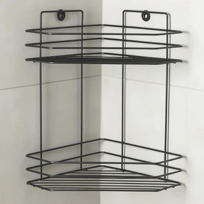 Полка угловая 2-х ярусная трапеция 18*18*28,5см черная, ПТ-2Ч