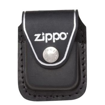Чехол для зажигалки ZIPPO черный из кожи с клипом (LPCBK)