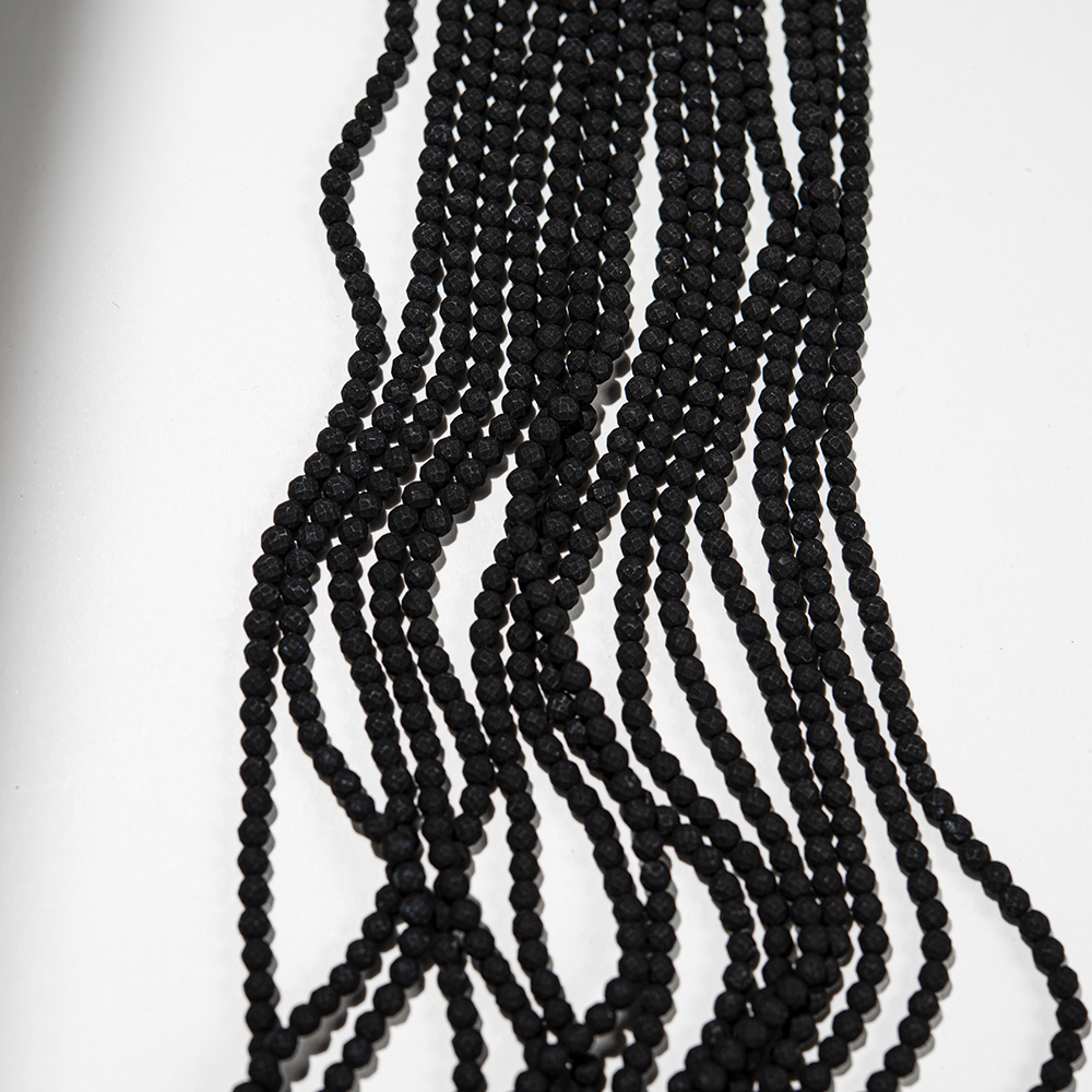 Шпинель синтетическая, матовый "Черный агат", 3,2мм, шар, микроогранка