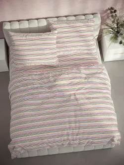 Наволочка комплект 2шт перкаль Сказка "Радужная полоска" 45х45 см на молнии