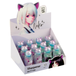 Точилка пластиковая MESHU "Neko", 1 отверстие, ассорти