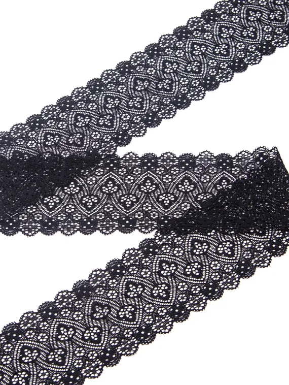 02-41 Кружево узкое эластичное 6 см, черный 170