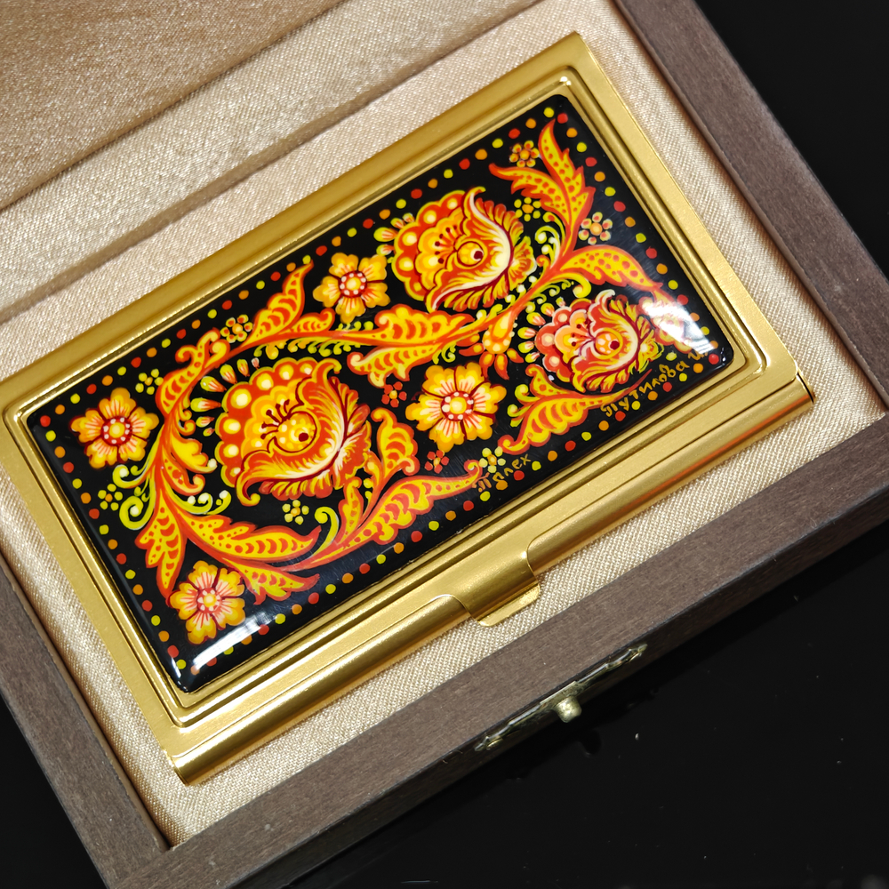 Визитница "Русские узоры" (роспись Палех)