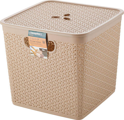 Корзинка для хранения KEEPLEX RATTAN КВАДРАТНАЯ с ручками 21,0 л 310*310*280 мм МОРСКОЙ ПЕСОК