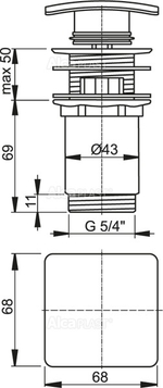 Водослив для умывальника click/clack 5/4" Alca Plast A393, цельнометаллический