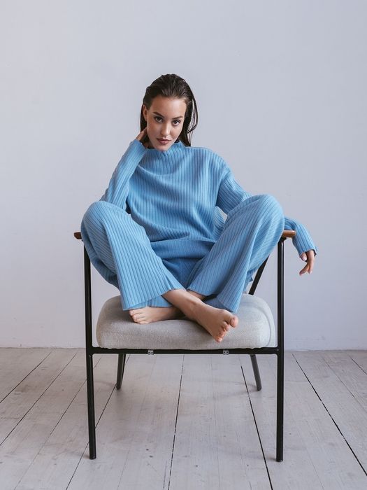 Костюм SB трикотажный в резинку (голубой)