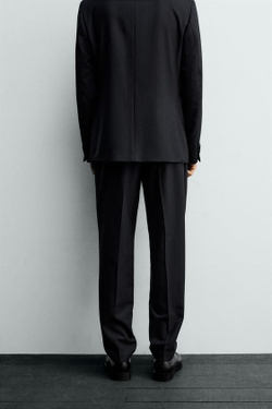 ZARA КОСТЮМНЫЕ БРЮКИ В ТОНКУЮ ПОЛОСКУ, МОРСКОЙ СИНИЙ