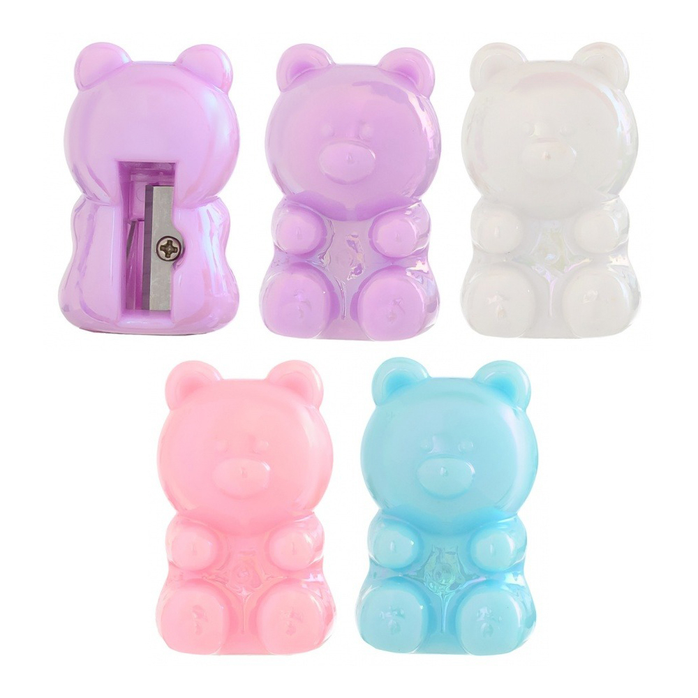 Точилка Basir, одинарная, серия "Мишка", 4 цвета корпуса, 4.5*2.8 см