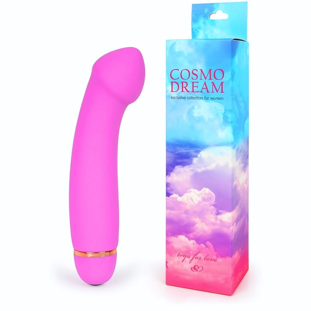 Розовый вибромассажер с изогнутой головкой - 15 см. (Цвет: розовый)