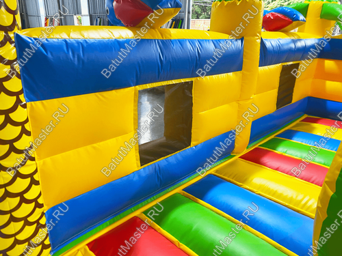 Надувной батут "Мульти-сафари крокодил" 11*10*7 м, с окнами по бокам