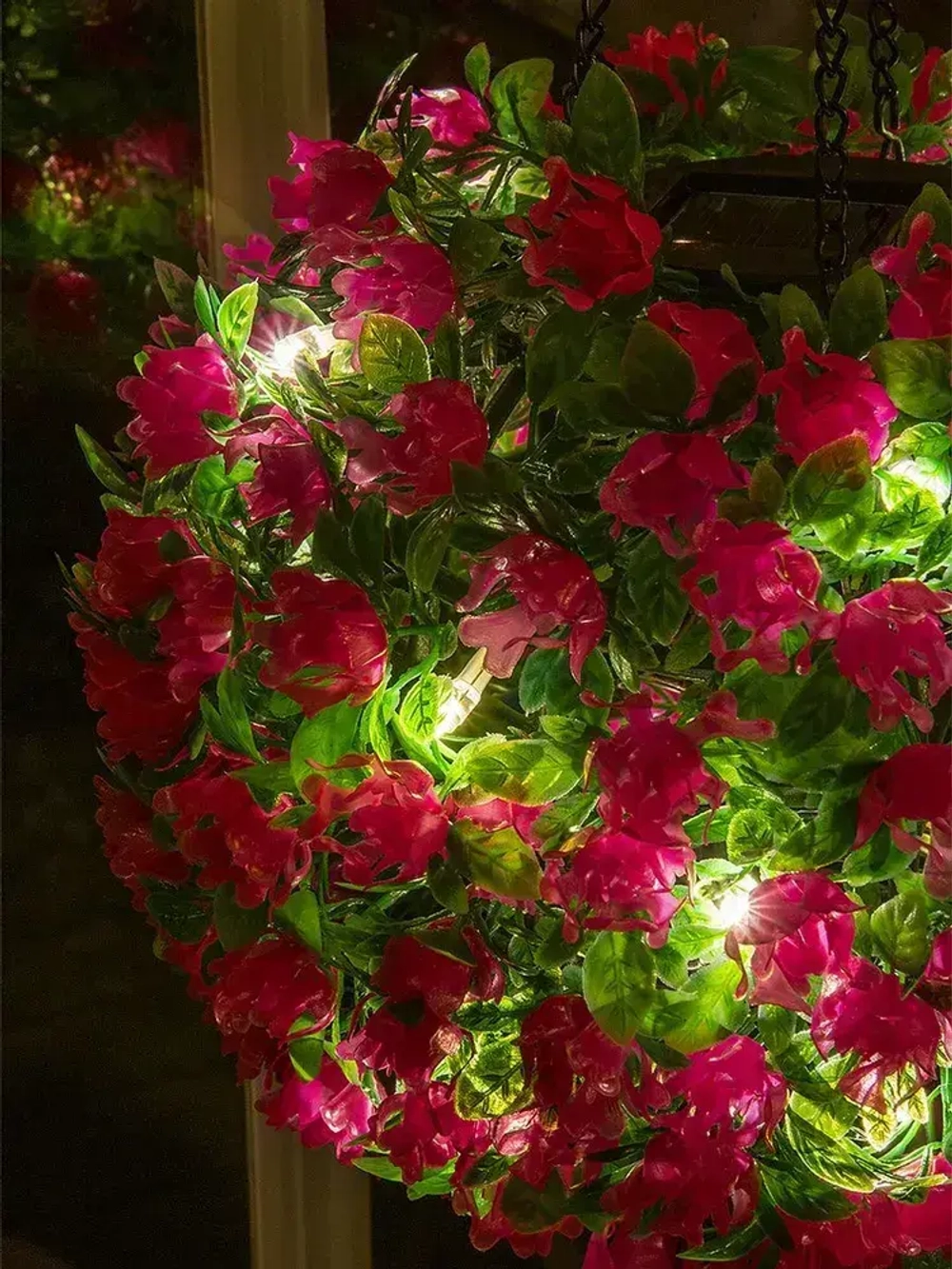 Декоративное подвесное кашпо для сада / фонарь садовый на солнечной батарее "Цветочный шар Азалия" ЧУДЕСНЫЙ САД