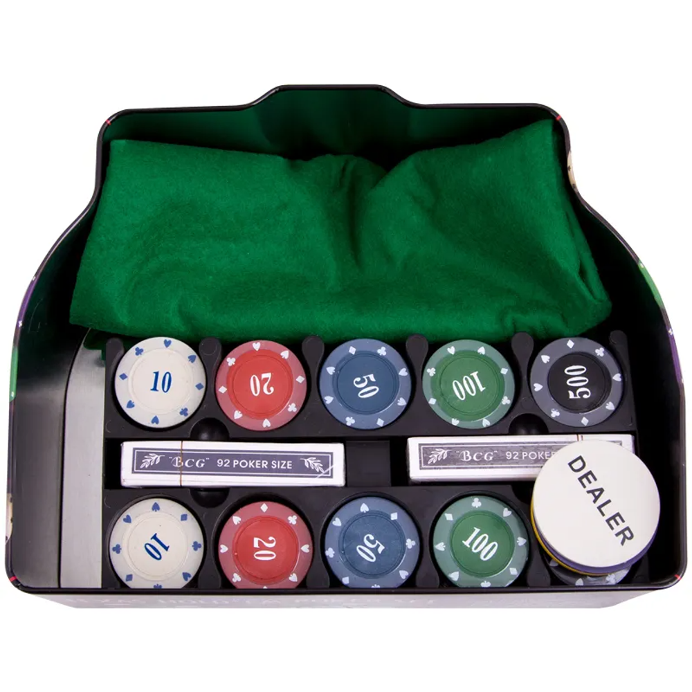 Набор для покера в жестяной коробке (200 фишек)