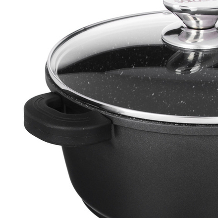 SATOSHI Лион Кастрюля с крышкой 4,2л d24*11,5см, а/приг.покр.Мрамор, силик.протекторы ручек, индукц