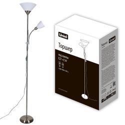 UML-T520 E27+E14 SILVER-WHITE Торшер напольный под лампу Е27 и Е14. 2х60W. Серебристый-Белый. ТМ Uniel
