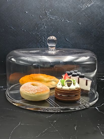 Блюдо стеклянное круглое с крышкой 30 см.