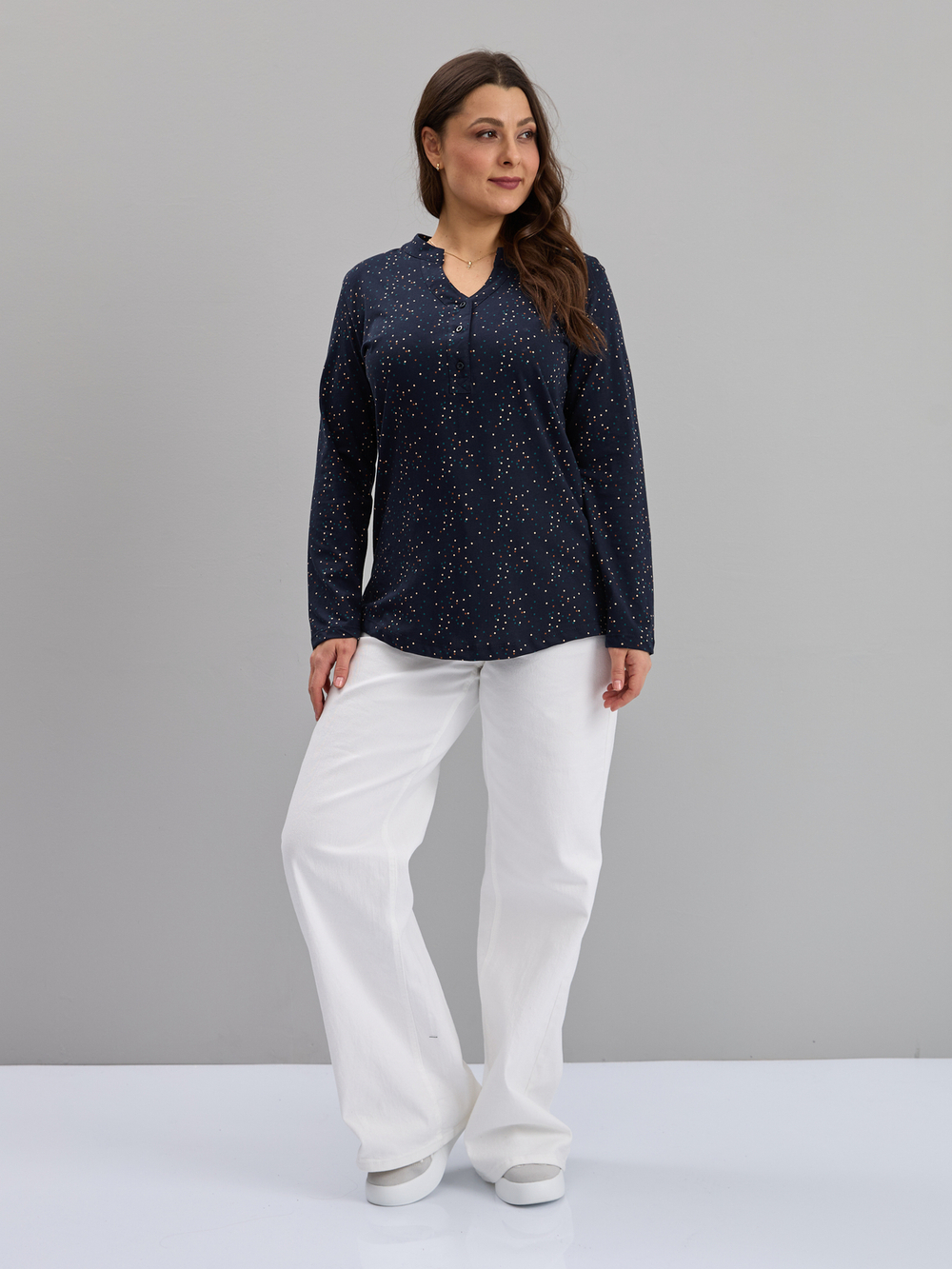 Блузка БЛ-22/синий-квадратики