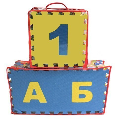 Коврик-пазл Экополимеры (47 плит 25x25x0,9см, 3кв.м./уп) Алфавит+Математика