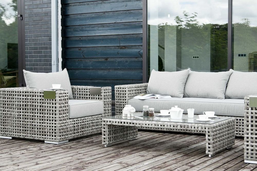 "Тито" лаунж-зона из искусственного ротанга, цвет серый