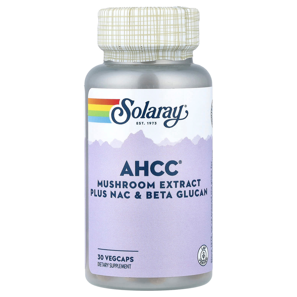 Solaray, экстракт грибов AHCC® с NAC и бета-глюканом, 30 растительных капсул