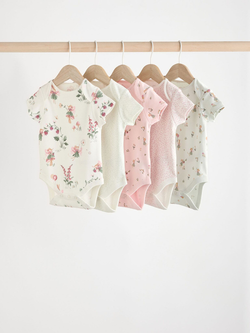 Боди с коротким рукавом для малышей Next K79-556, 5 шт., Белый, Розовый