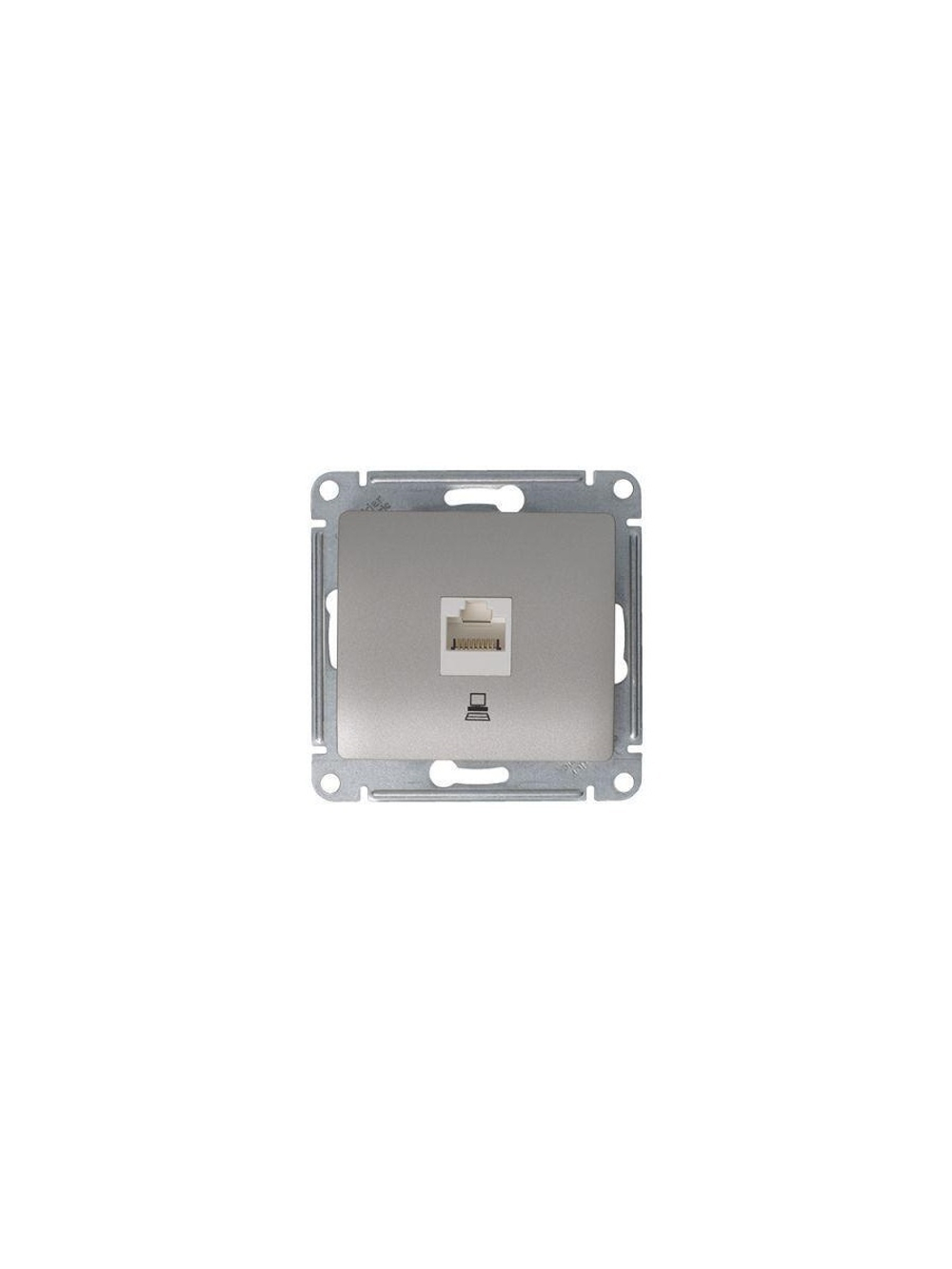 Розетка компьютерная 1-м Glossa RJ45 кат.5E механизм платина SE GSL001281K